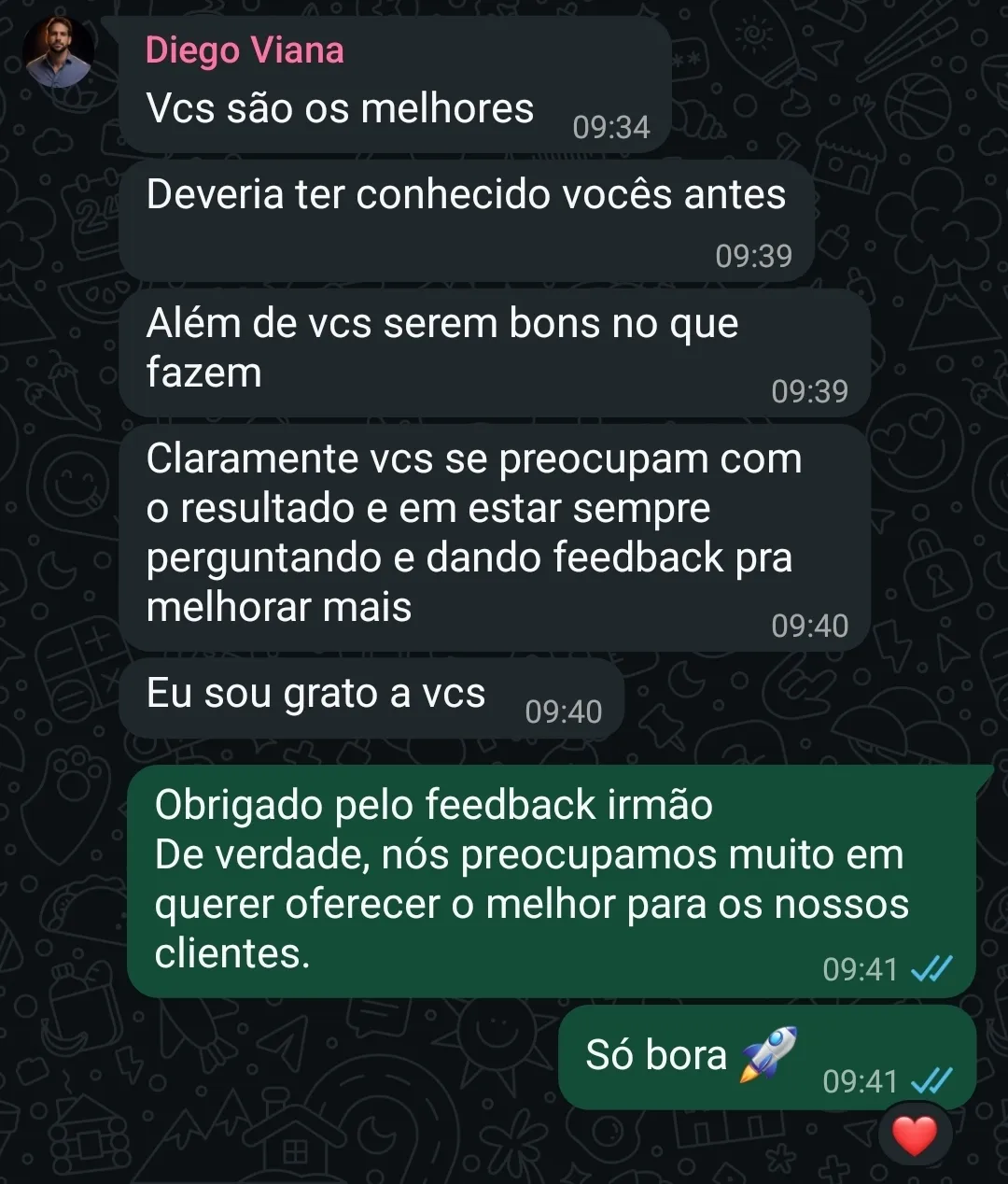 Depoimento Diego Viana, elogio