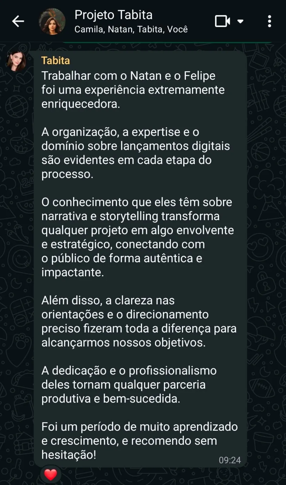 Depoimento Tabita
